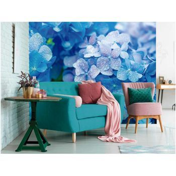 Fotomural Vinilo Hortensias Azules 600 X 300 Cm