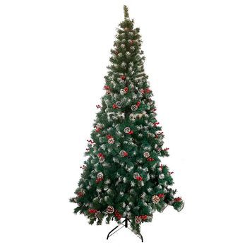 Árbol De Navidad Con Piñas Y Bayas, Pino Artificial Verde Con Puntas Blancas, Estructura De Plástico Y Metal Revestido, Robusto Y Duradero, Fácil