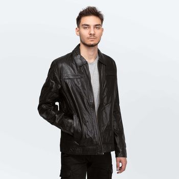 Cameleon Chaqueta Men's Leather Jacket Richard Black para hombre
