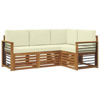 conjunto de sofas de exterior 4 uds natural y crema poliester vidaxl