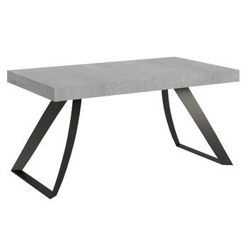 Mesa Extensible Con Patas Curvadas De Acero Antracita Volta-color Gris Cemento-alargaderas -ancho Extensible