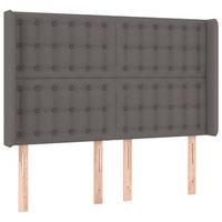 cabecero cama  panel de cabecera con orejas cuero sintetico gris 147x16x118128cm