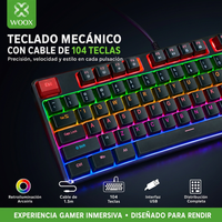teclado gaming con cable de 104 teclas retroiluminacion rgb tacto mecanico distribucion estandar y diseno ergonomico