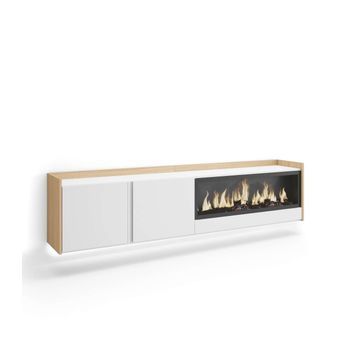 Mueble Tv Pujerra-01 Suspendido Con Chimenea Y Led