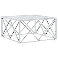 mesa de centro acero inoxidable y vidrio 80x80x40 cm vidaxl