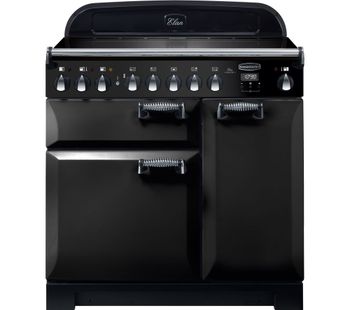 Rangemaster Elan Deluxe ELA90EIBL 90 cm Electric Induction Range Cooker - Black & Chrome, Black