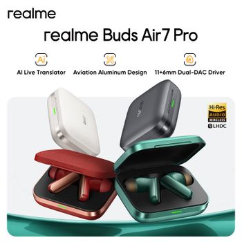 Auriculares realme Buds Air 7 Pro con traductor en directo, cancelación de ruido en tiempo real de 53 dB y controlador Dual-DAC de 11+6 mm