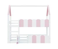 litera infantil 90x200 cm - diseno en forma de casa con barandillas altas - rosa