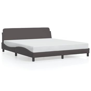 Estructura De Cama Dover Cuero Sintético Gris 180x200 Cm Vidaxl