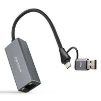 conversor usb-c a ethernet nanocable gigabit 1000mbps 15 cm aluminio gris