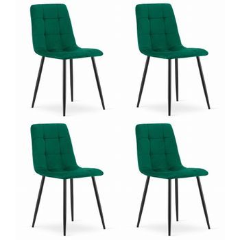 Set De 4 Silla De Comedor Terciopelo Valora Pira Asiento De Terciopelo Verde Oscuro
