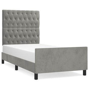 Estructura De Cama Sin Colchón Terciopelo Gris Claro 100x200 Cm Vidaxl