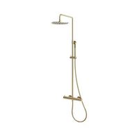 columna de ducha oro en acero inoxidable 316l con termostato para interior y exterior
