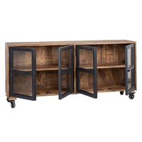 aparador 160 x 35 x 71 cm natural negro madera de mango