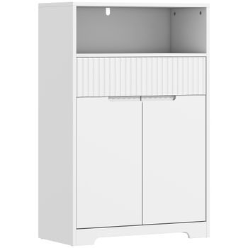 Armario De Baño Estrecho Blanco De Mdf Con Estante Ajustable Homcom 60 X 30 X 91,5 Cm – Blanco