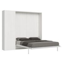 cama plegable 160x190 cm con 1 columna contenedor de madera blanca kanto