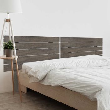 Dhome Cabecero De Madera Reciclada Dm Para Camas De 190 Estilo Palet Horizontal Con Patas Dual Dividido En 2 Piezas Cama Palet Herrajes Incluidos (190cm Dual, Roble Amazonas)
