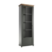 vitrina 1 puerta apertura por la paneles de aglomerado verde y madera