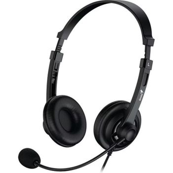 Auriculares Genius HS-230U con cable USB-C para oficina con micrófono flexible y control de volumen negros
