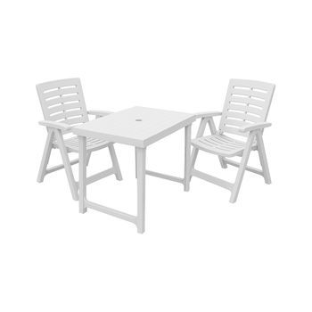 Jardin202 - Conjunto Plegable Mesa Sillas Jardín  Sillas Con Reposabrazos  Pik-nnik Blanco  Terraza, Patrio Y Balcón  Set (blanco)  Set (blanco)jardin202