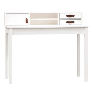 Escritorio De Madera Maciza De Pino Blanco 110x50x93 Cm