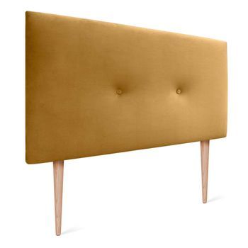 Dhome Cabecero De Terciopelo Liso Con Botones 80x105 Con Patas Camas 80/90 - Mostaza