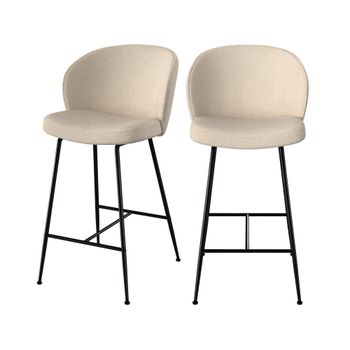Juego de 2 sillas para isla central de 66,3 cm en tela bouclée beige