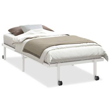 Estructura De Cama Sin Colchón Plegable Blanco Acero 90x200 Cm