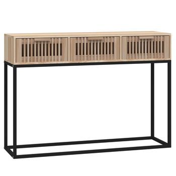 Mesa Consola | Mesa De Entrada | Mesa Auxiliar Hierro Y Madera Contrachapada 105x30x75 Cm