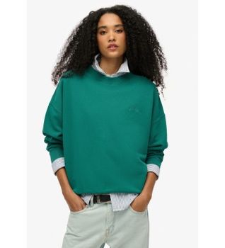 Superdry para mujer. W2012298A Sudadera Essential Logo Oversized Crew verde (XL), Casual, Poliéster, Manga larga
