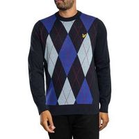 lyle  scott jersey jersey de punto con cuello redondo y estampado de rombos para hombre