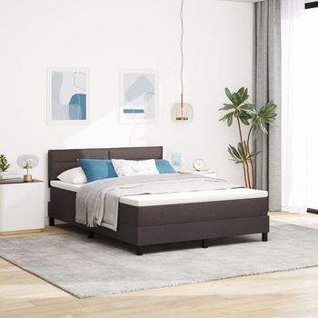 Estructura De Cama Con Colchón Gris Oscuro Tela 160 X 200 Cm V1924 Unico / Gris