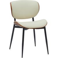 silla enid con revestimiento de polipiel o tela simil cuero nogalcrema 54x50x80 cm clp