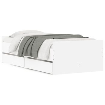 Cama Individual | Cama Para Adulto | Estructura De Cama Con Cajones Blanco 100x200 Cm