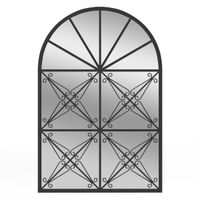 costway espejo de ventana arqueado 58 x 87 cm espejo decorativo de pared con marco de metal colgante para decoracion de ventana para salon negro