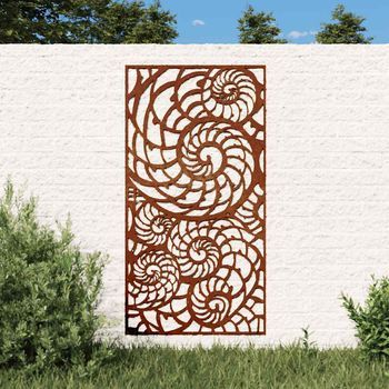 Adorno De Pared De Jardín Acero Corten Diseño Conchas 105x55 Cm Cfw39596