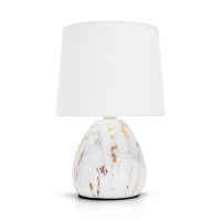 aigostar lampara de mesa de ceramica vintage lampara de mesita de noche con pantalla de tela casquillo e14 max40w luz de noche lampara de sobremesa para dormitorio salon sin bombilla -h255mm