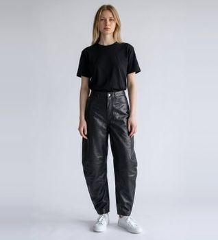 Rotate para mujer. 116577100 Pantalón de cuero barrel leg Cela negro (40), Casual, Piel