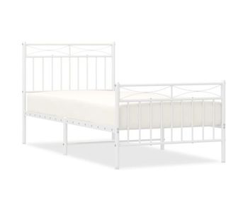 Estructura cama metal con cabecero y pie cama blanca 90x200 cm con cabecero y pie de cama