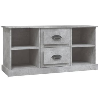 Mueble Tv | Mueble De Salón | Armario Tv Madera Contrachapada Gris Hormigón 99,5x35,5x48 Cm