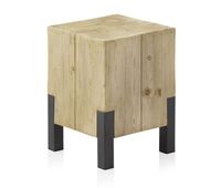 taburete de chapa de abeto con patas de metal lacado