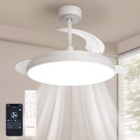 aigostar mesh - ventilador de techo con luz inteligente con aspas retractiles led 50w  dc 28w - appmando cct regulable 2700k-6500k silencioso temporizador funcion inviernoverano 106cm