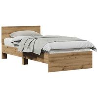 cama individual  cama para adulto  estructura de cama con cabecera roble artesanal 90 x 190 cm