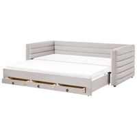 cama extensible 90180 x 200 cm con cajones tapiceria de terciopelo acolchado glamuroso gris meudon