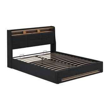 Cama Tapizada Christin 160x200 Con Led Y Puerto Usb Vitalispa