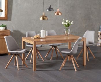 Oxford 150cm Solid Oak Dining Table with Oscar Fabric Round Leg Chairs