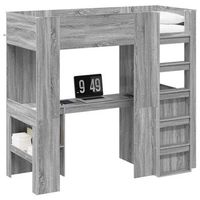 estructura de litera con escritorio gris sonoma 75 x 190 cm vidaxl