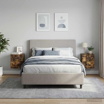 Mesitas De Noche De Pared - Mueble De Dormitorio - Madera De Ingeniería - Roble Ahumado (34.5x33x40cm)
