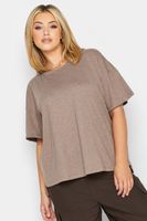 yours camiseta algodon marron corte cuadrado mujer curvy y tallas grandes yours