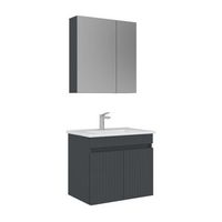 conjunto de mueble con lavabo y espejo 2 piezas  - 65 x 45 x 57 cm - antracita mate